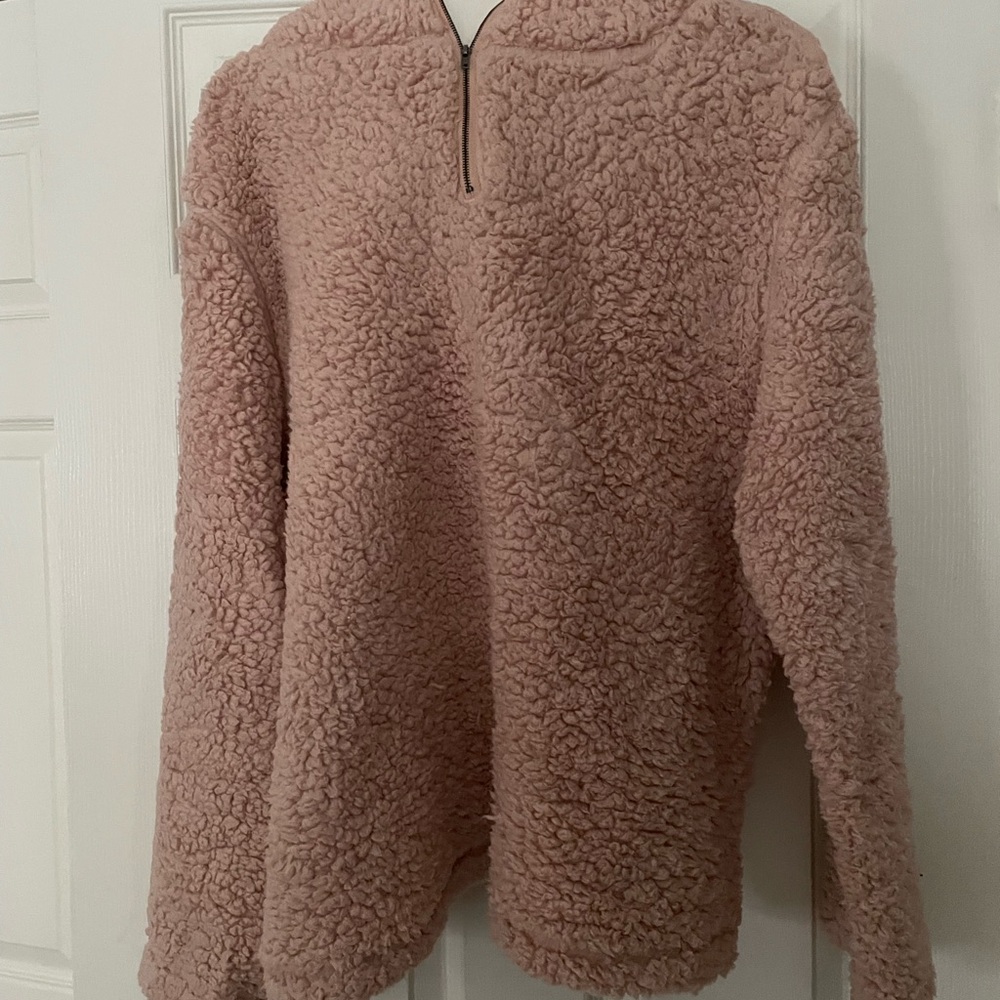 Blush Teddy Bear Half-Zip Pullover - image 3